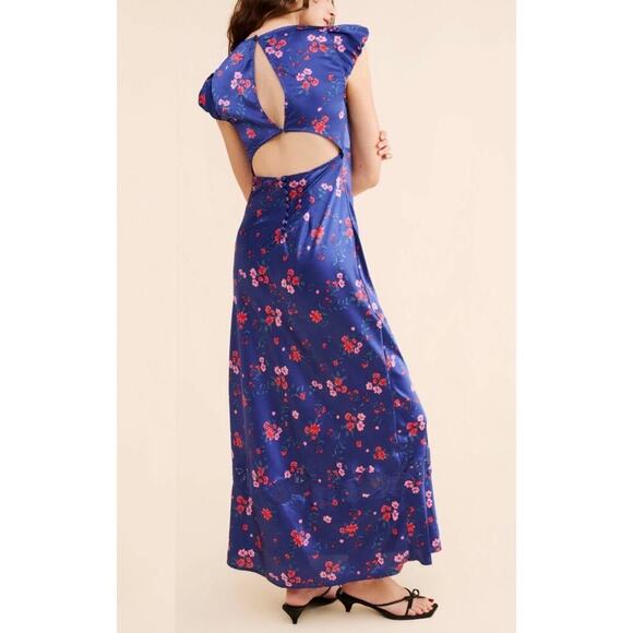 Free People Dresses & Skirts - Free People Butterfly Babe Floral Blue Lace Boho Maxi Sz Large